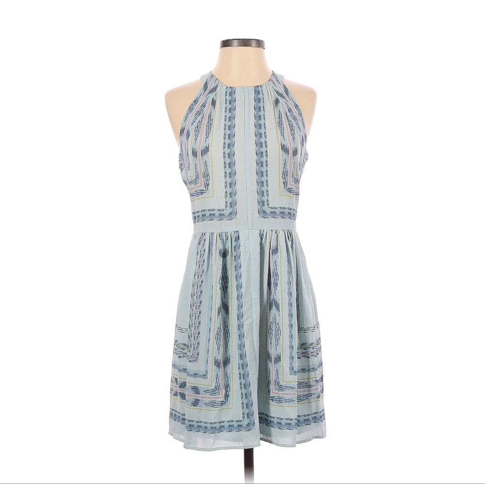 BCBGMaxazria Cambria Blue Halter Spring Dress